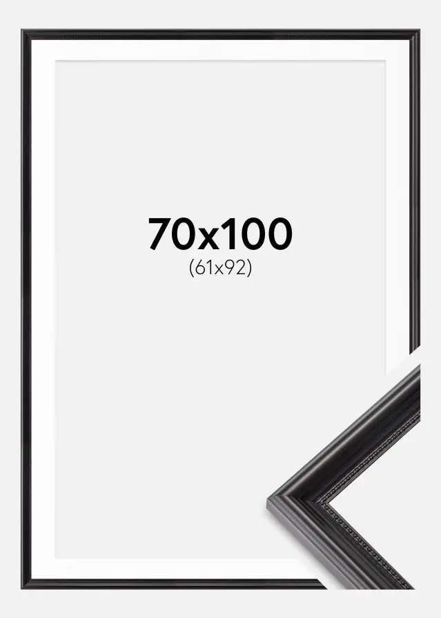 Ram Gala Svart 70x100 cm - Passepartout Vit 62x93 cm