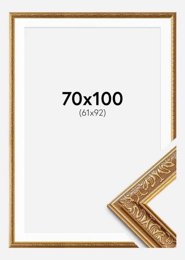 Ram Swirl Guld 70x100 cm - Passepartout Vit 62x93 cm