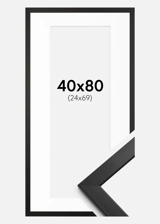 Ram Stilren Svart 40x80 cm - Passepartout Vit 25x70 cm