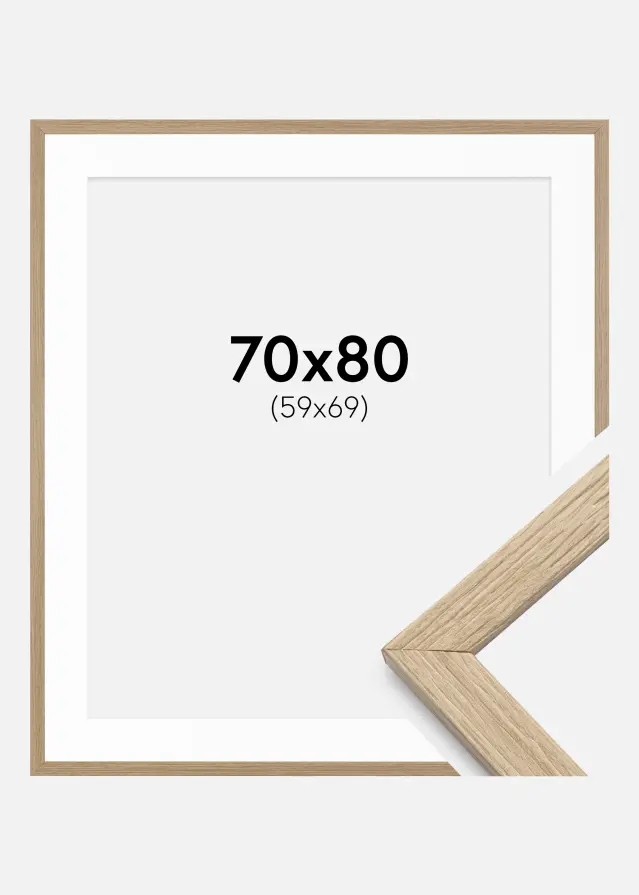 Ram Stilren Ek 70x80 cm - Passepartout Vit 60x70 cm