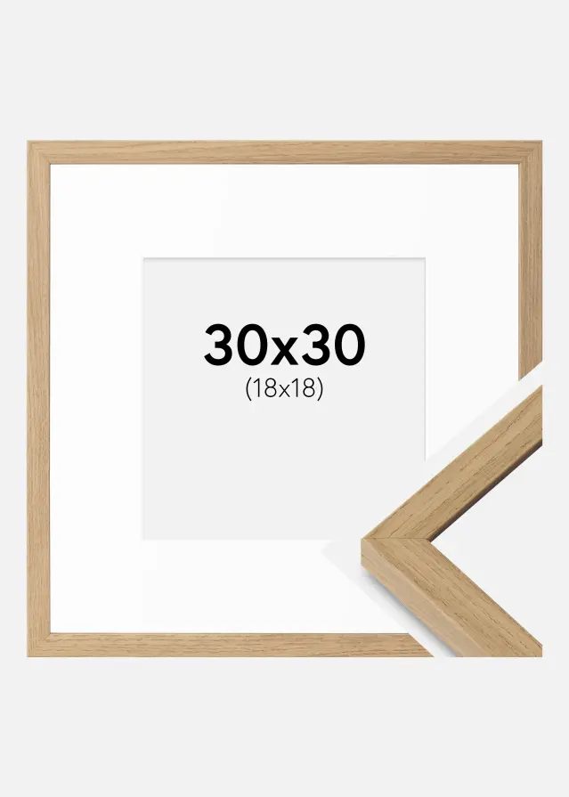 Ram Ares Naturlig Ek 30x30 cm - Passepartout Vit 19x19 cm