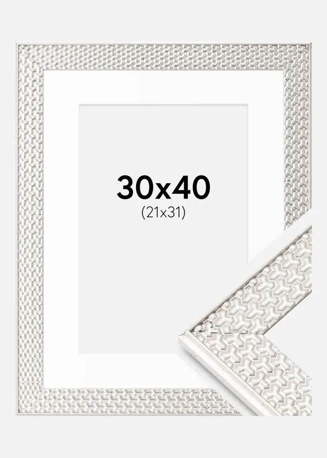 Ram Grace Silver 30x40 cm - Passepartout Vit 22x32 cm