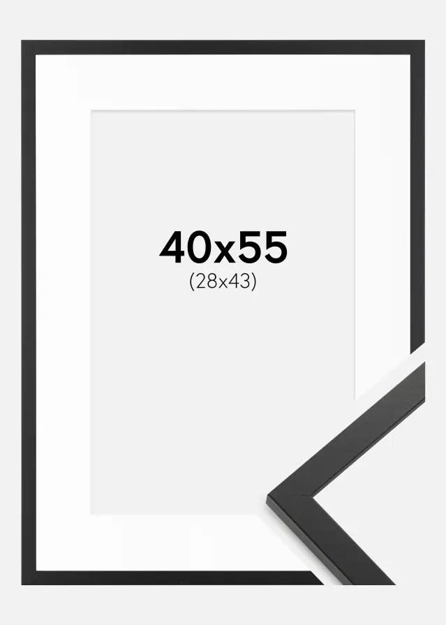 Ram Trendy Svart 40x55 cm - Passepartout Vit 29x44 cm