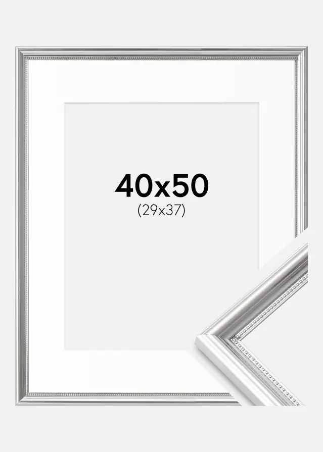 Ram Gala Silver 40x50 cm - Passepartout Vit 30x38 cm