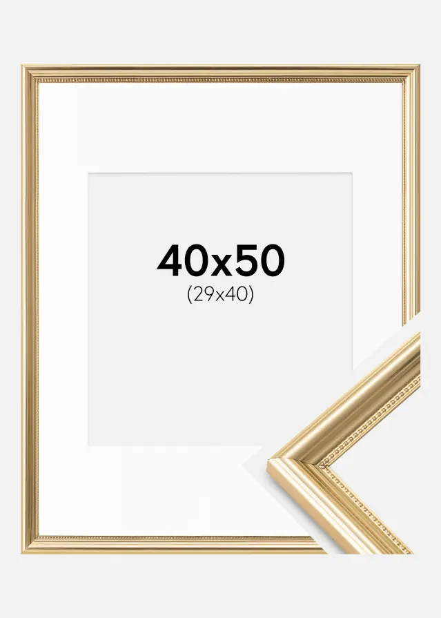 Ram Gala Guld 40x50 cm - Passepartout Vit 30x41 cm