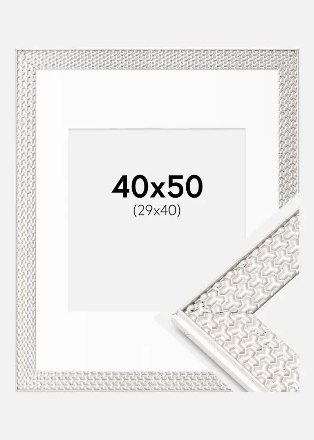 Ram Grace Silver 40x50 cm - Passepartout Vit 30x41 cm