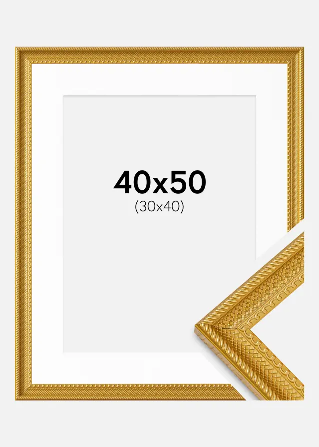 Ram Lattice Guld 40x50 cm - Passepartout Vit 31x41 cm