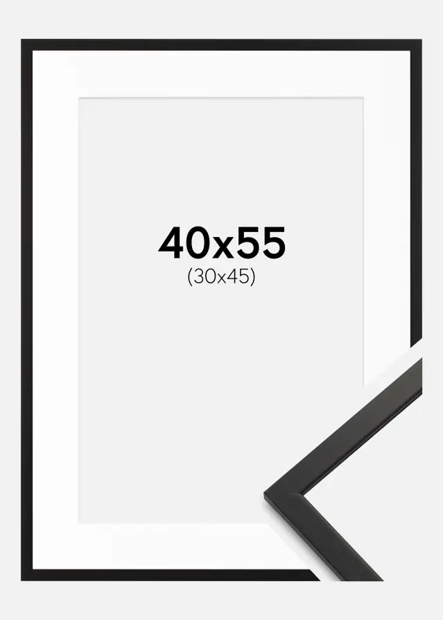 Ram Edsbyn Svart 40x55 cm - Passepartout Vit 31x46 cm