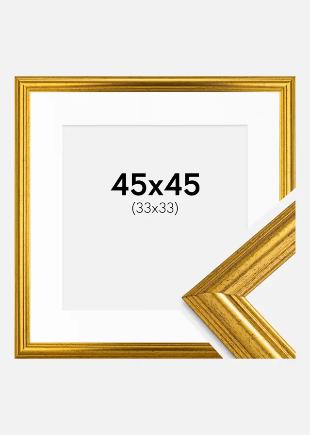 Ram Västkusten Guld 45x45 cm - Passepartout Vit 34x34 cm