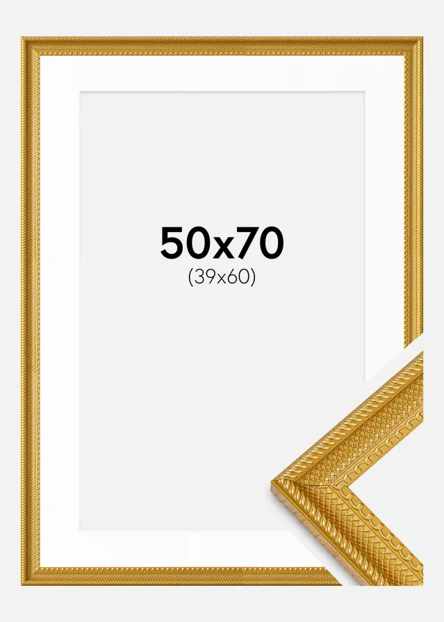 Ram Lattice Guld 50x70 cm - Passepartout Vit 40x61 cm