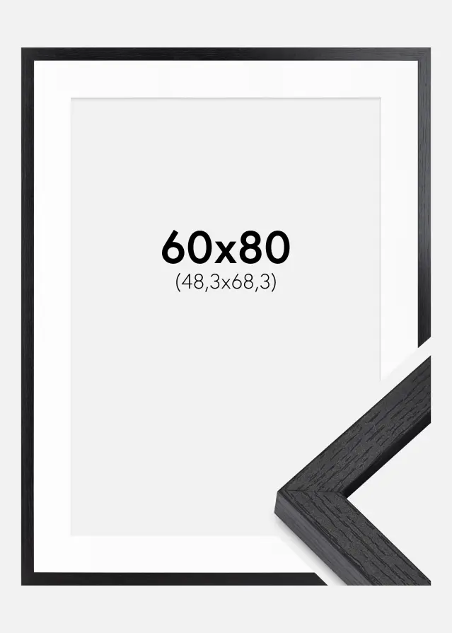 BGA Boxram Svart 60x80 cm - Passepartout Vit 49,3x69,3 cm