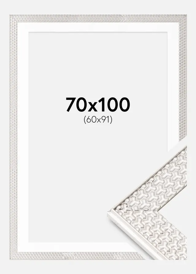 Ram Grace Silver 70x100 cm - Passepartout Vit 61x92 cm