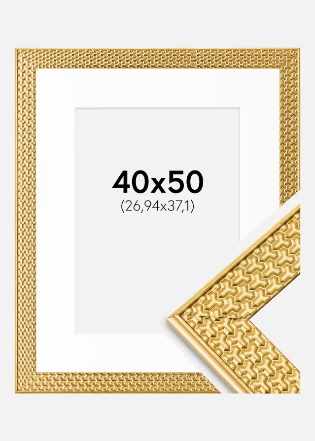 Ram Grace Guld 40x50 cm - Passepartout Vit 11x15 inches