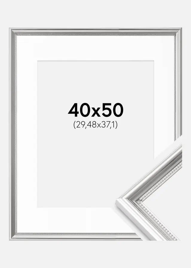 Ram Gala Silver 40x50 cm - Passepartout Vit 12x15 inches