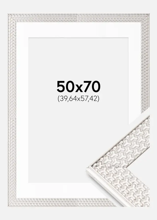 Ram Grace Silver 50x70 cm - Passepartout Vit 16x23 inches