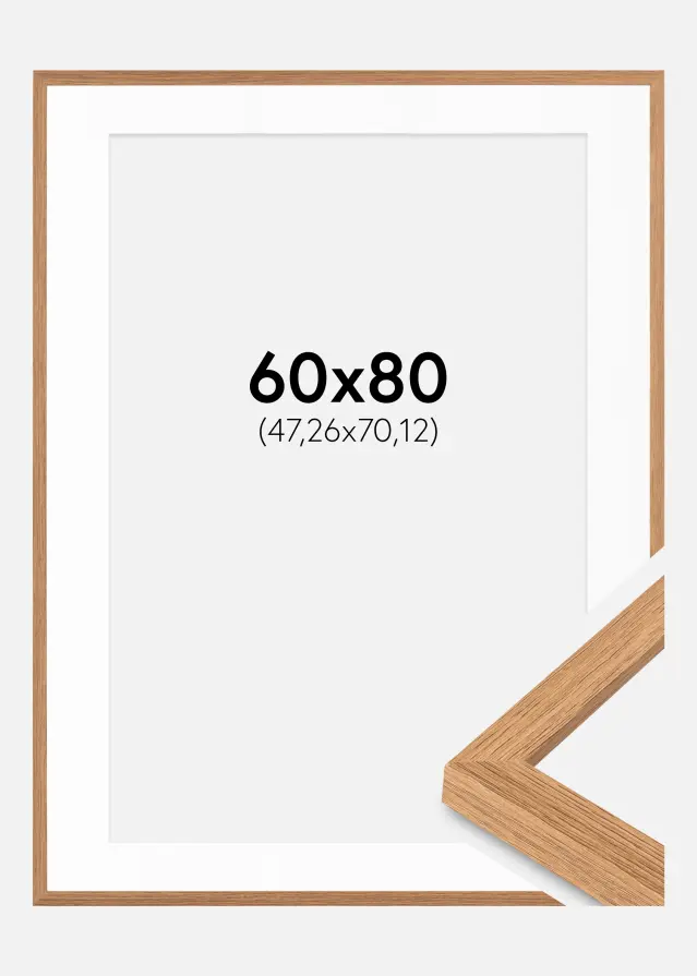 Ram Modern Teak 60x80 cm - Passepartout Vit 19x28 inches