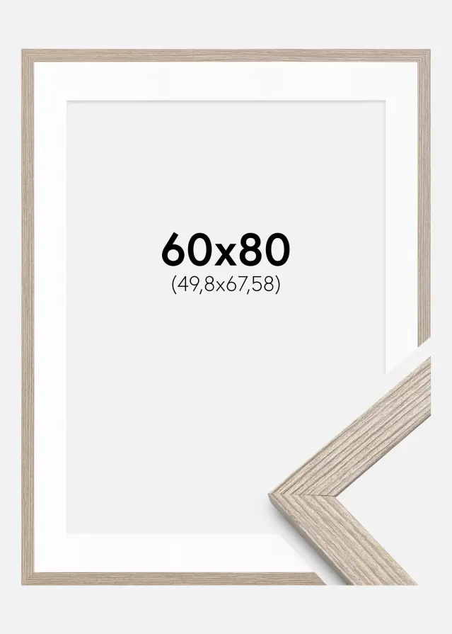 Ram Stilren Greige Ek 60x80 cm - Passepartout Vit 20x27 inches
