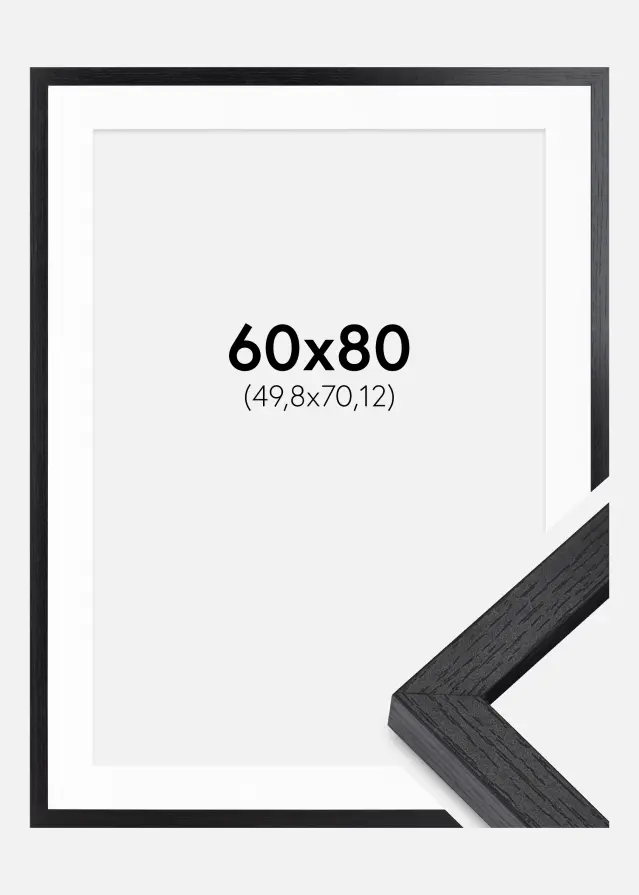 BGA Boxram Svart 60x80 cm - Passepartout Vit 20x28 inches
