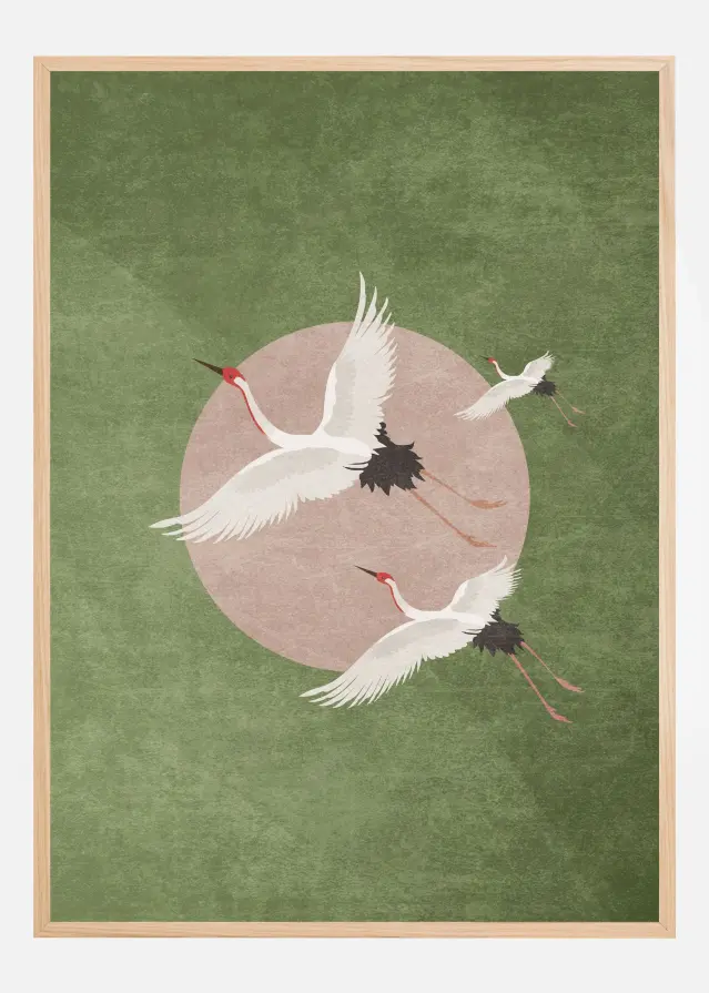 Cranes in Flight Poster