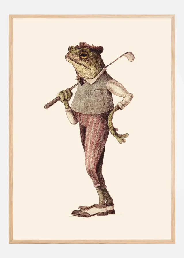 Frog In Vintage Golf Attire Poster