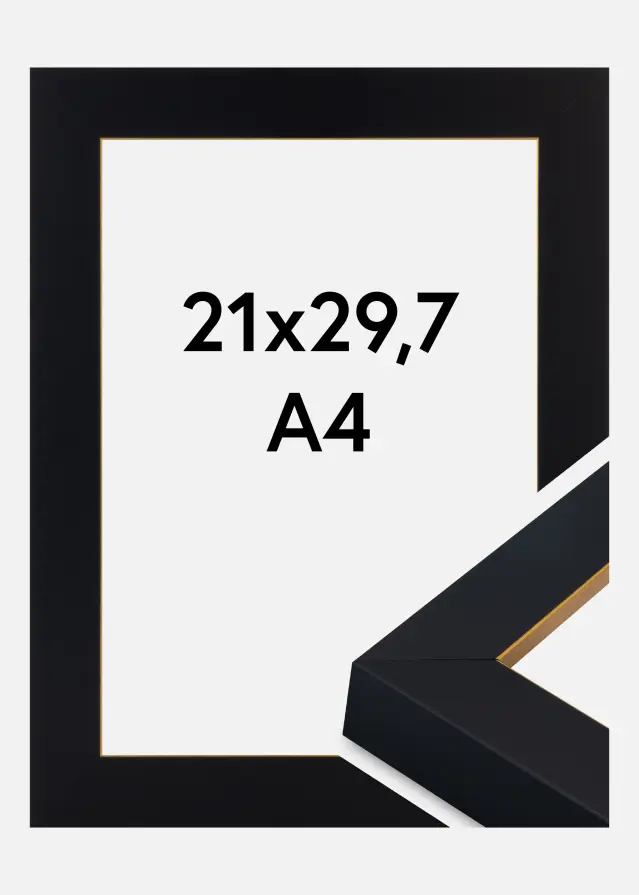 Ram Sussex Akrylglas Svart/Guld 21x29,7 cm (A4)