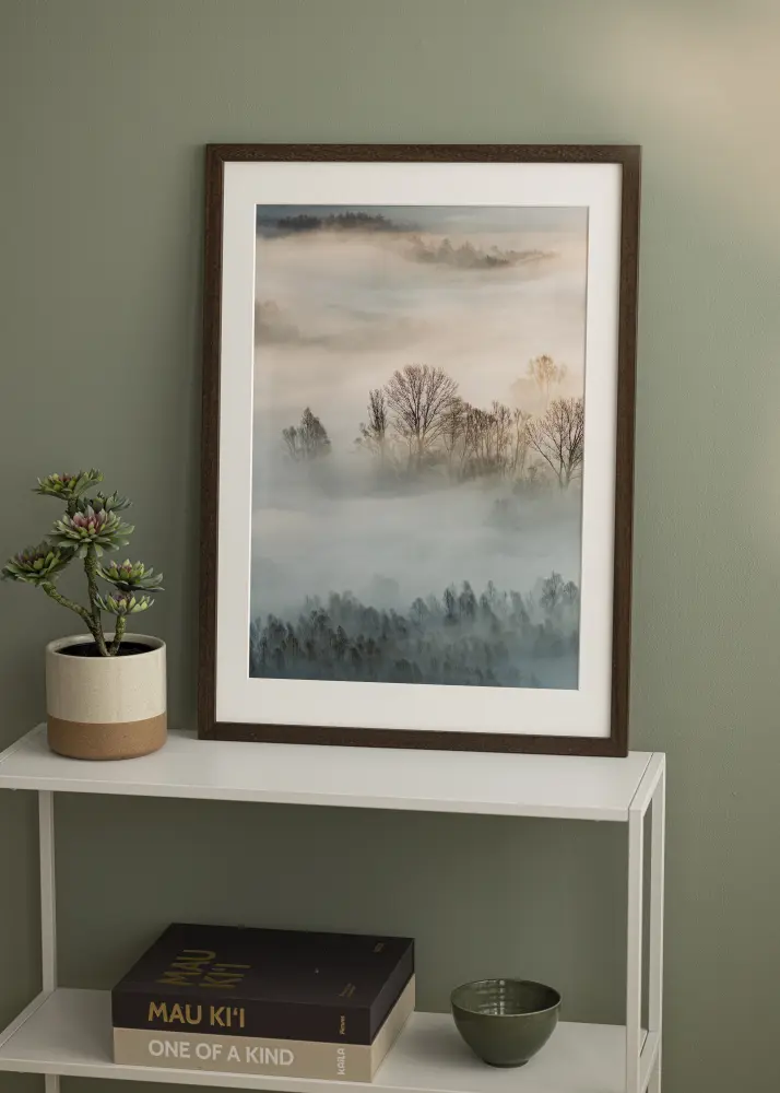 Ram Brun Trä 70x85 cm - Passepartout Vit 60x75 cm