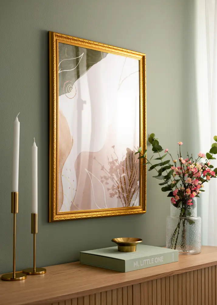 Ram Ornate Guld 30x40 cm - Passepartout Vit 21x29,7 cm