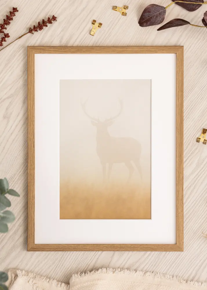 Ram Modern Teak 30x40 cm - Passepartout Vit 21x29,7 cm