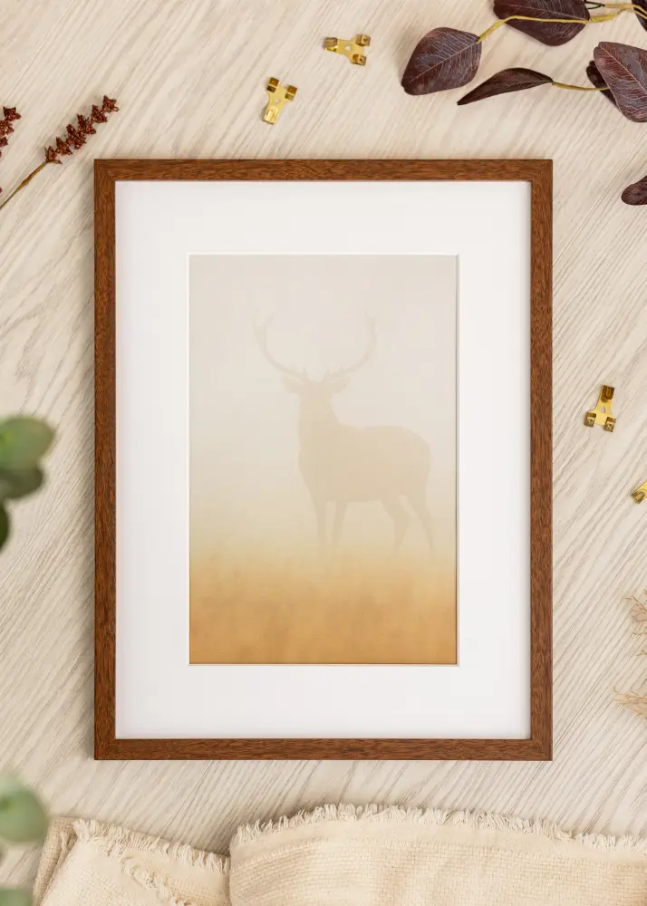 Ram Modern Varm Brun 30x40 cm - Passepartout Vit 21x29,7 cm