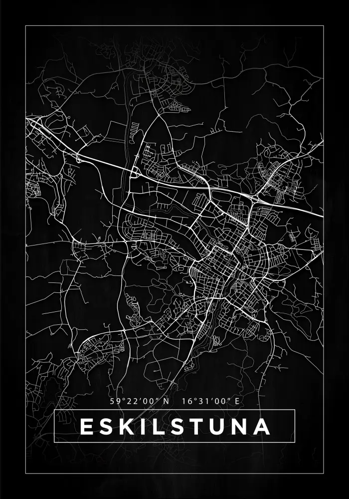 Karta - Eskilstuna - Svart Poster