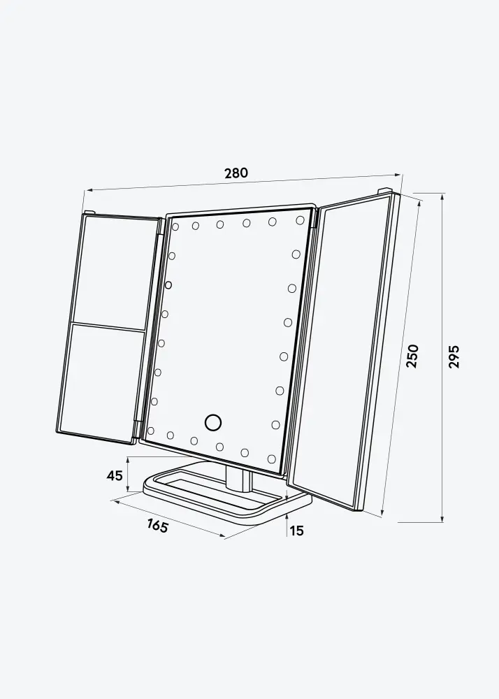 KAILA Sminkspegel Tri-Fold Magnifying Vit 20x30 cm