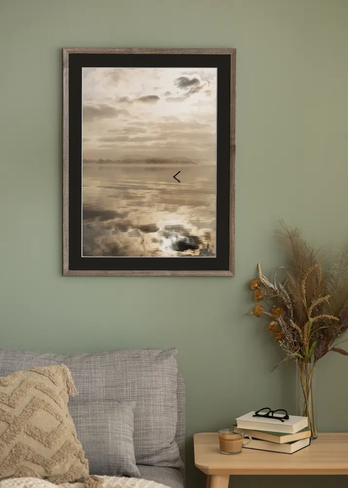 Ram Fiorito Valnöt 40x60 cm - Passepartout Svart 32,9x48,3 cm (A3+)