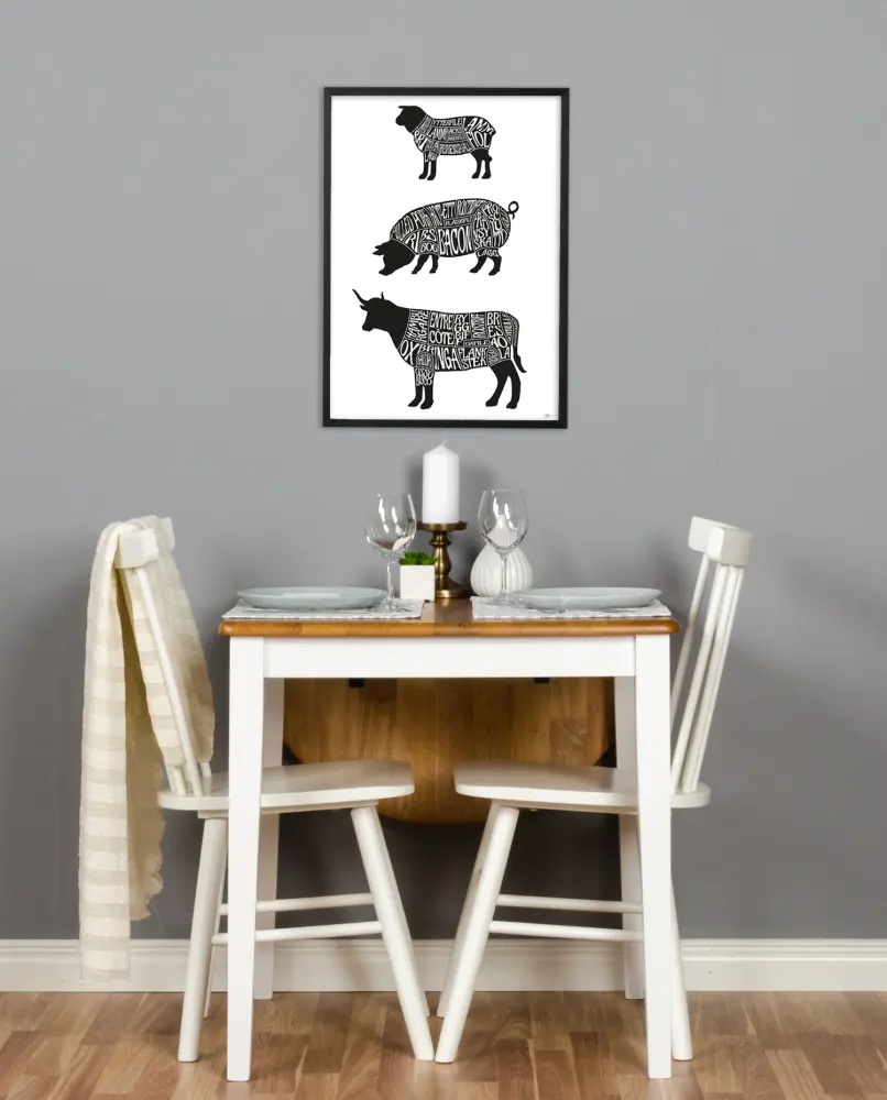 Styckschema Lamm Gris & Ko 50x70 cm Poster