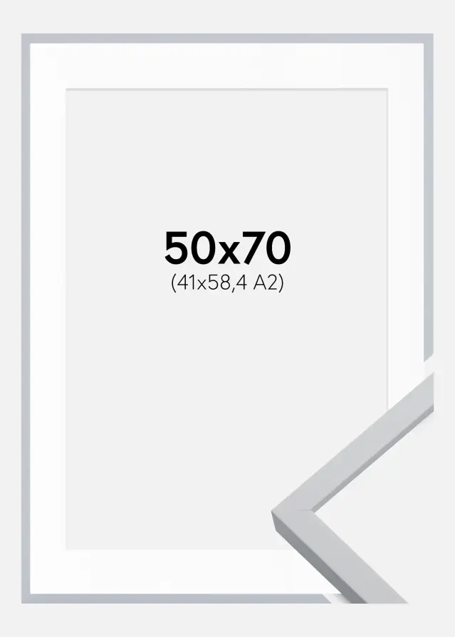 Ram Oslo Vit 50x70 cm - Passepartout Vit 42x59,4 cm (A2)