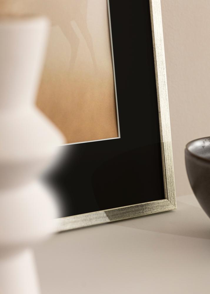 Ram Galant Silver 40x50 cm - Passepartout Svart 12x16 inches