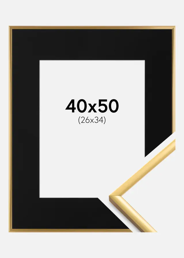 Ram New Lifestyle Shiny Gold 40x50 cm - Passepartout Svart 27x35 cm