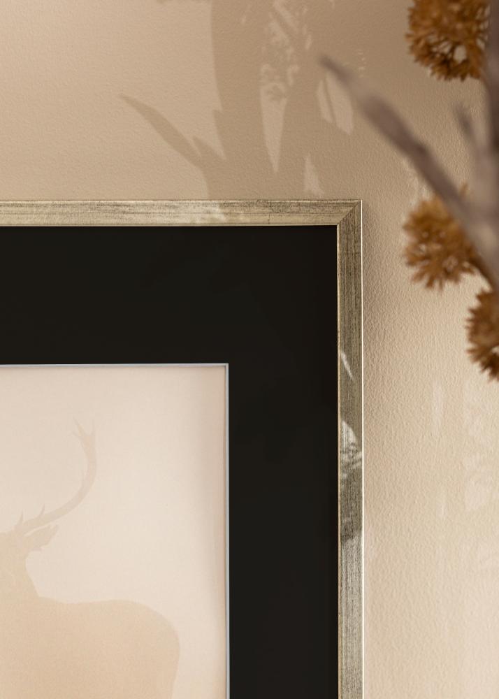 Ram Galant Silver 40x50 cm - Passepartout Svart 12x16 inches