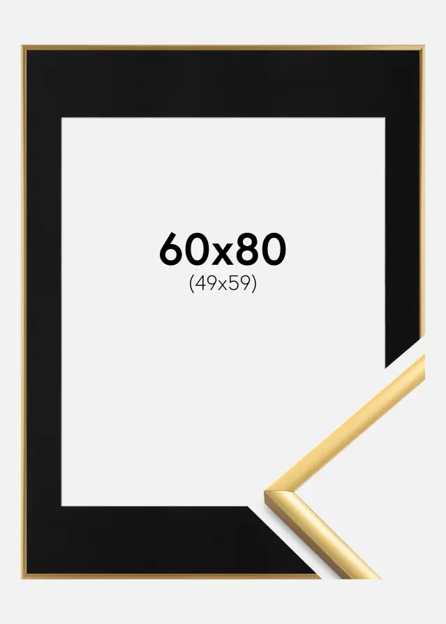 Ram New Lifestyle Shiny Gold 60x80 cm - Passepartout Svart 50x60 cm