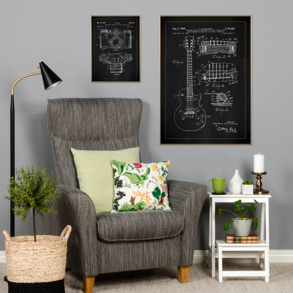 Patentritning - Elgitarr I - Svart Poster