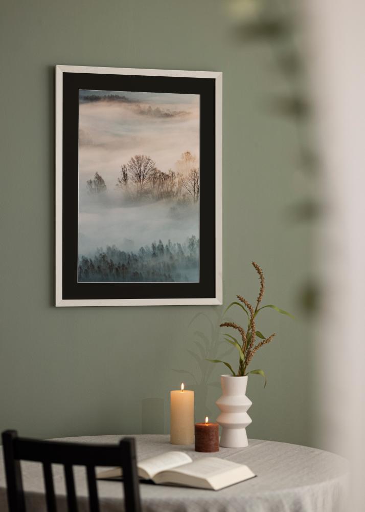 Ram Fiorito Vit 30x40 cm - Passepartout Svart 8x12 inches