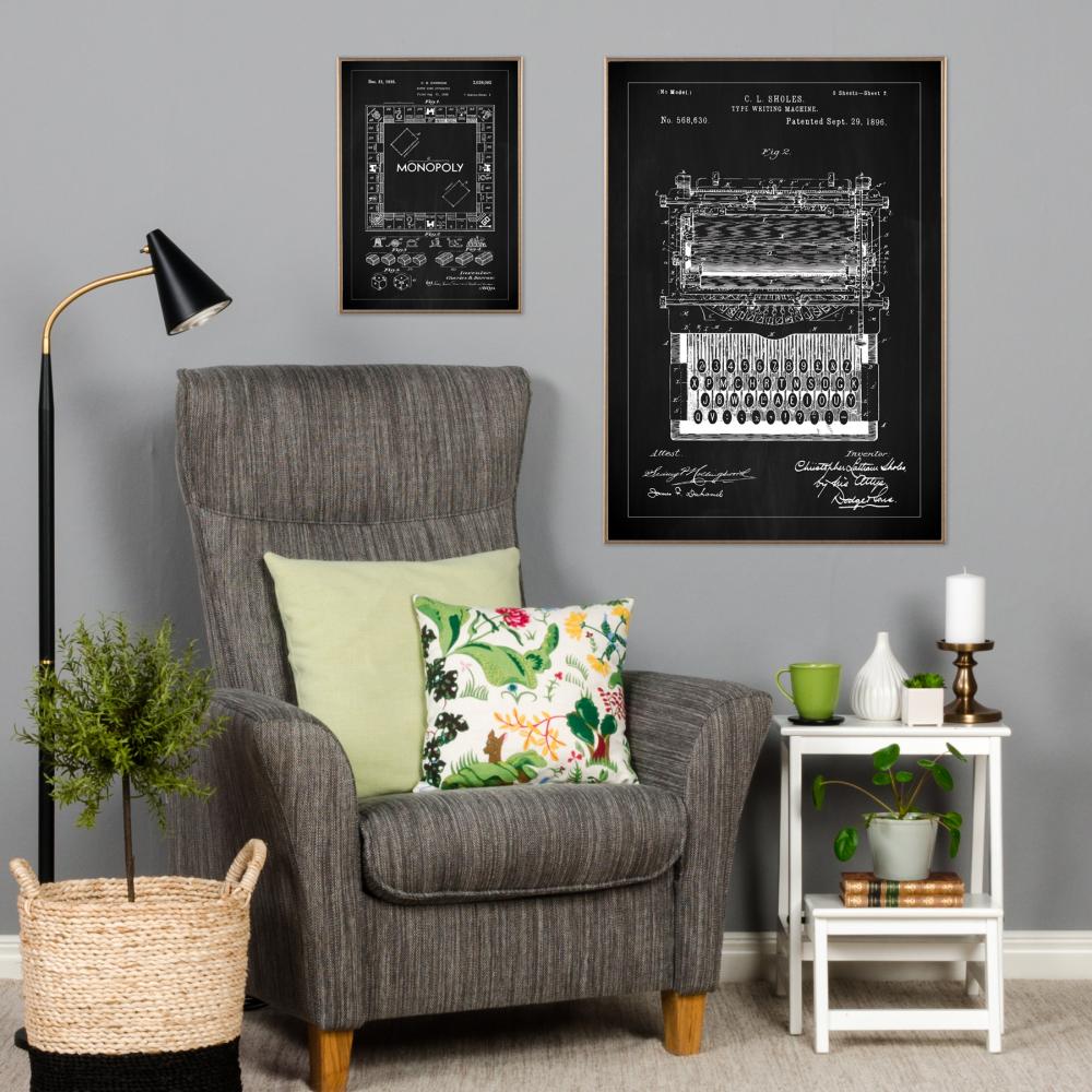 Patentritning - Skrivmaskin - Svart Poster
