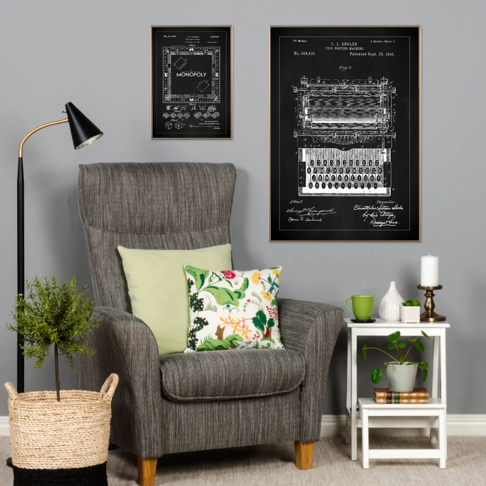 Patentritning - Monopol I - Svart Poster