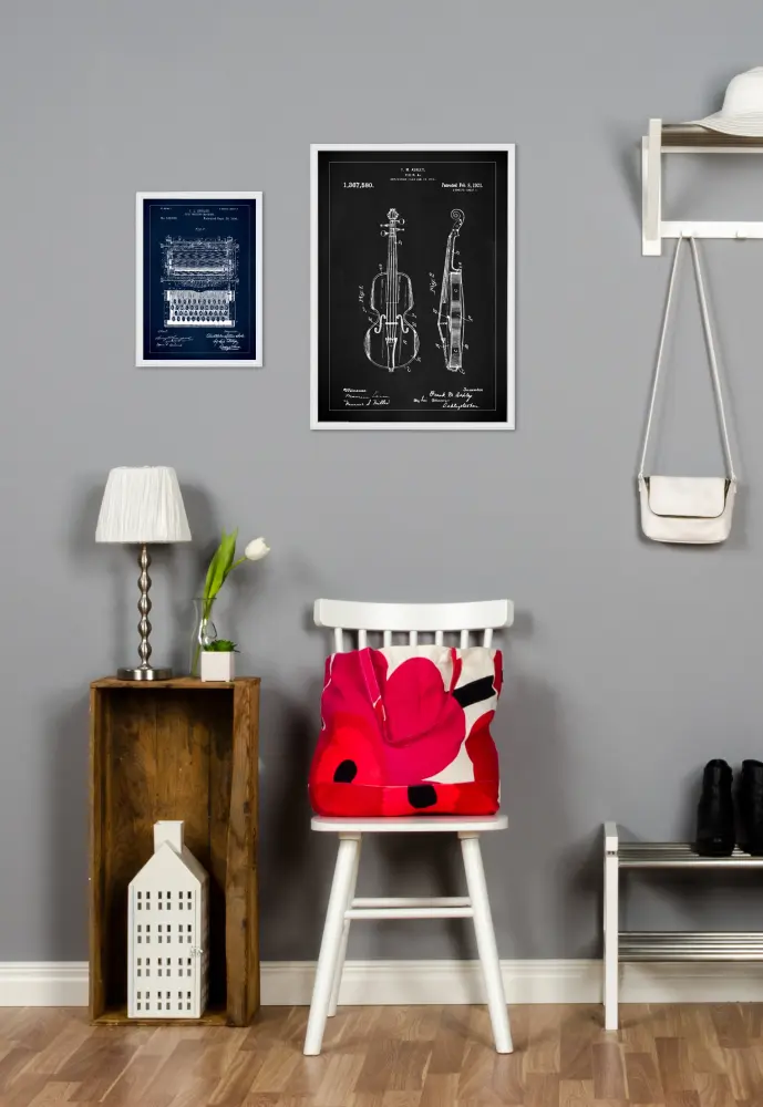 Patentritning - Fiol - Svart Poster
