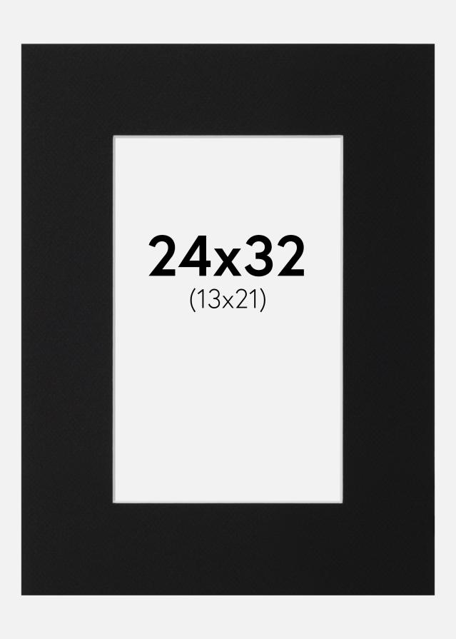Passepartout Svart Standard (Vit Kärna) 24x32 cm (13x21)