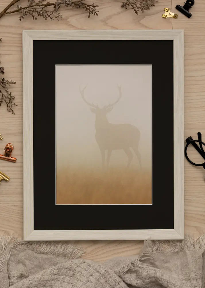 Ram Fiorito Vit 30x40 cm - Passepartout Svart 21x29,7 cm (A4)