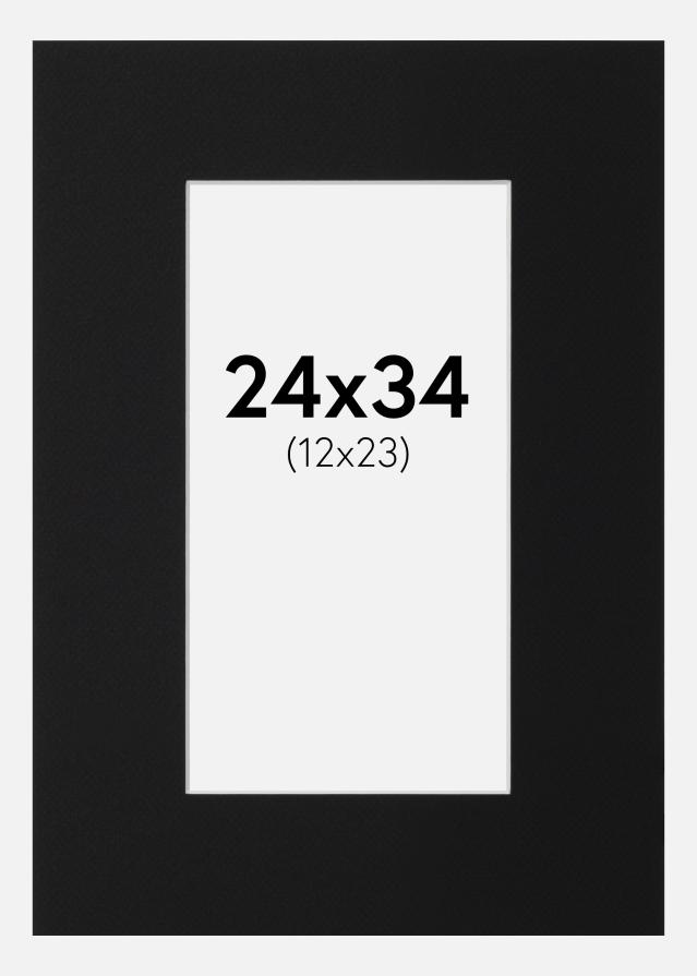 Passepartout Svart Standard (Vit Kärna) 24x34 cm (12x23)