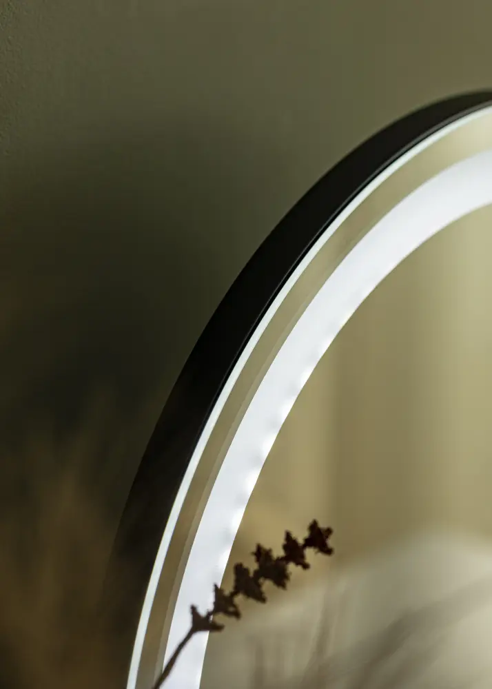 KAILA Sminkspegel Round LED Svart 50 cm Ø