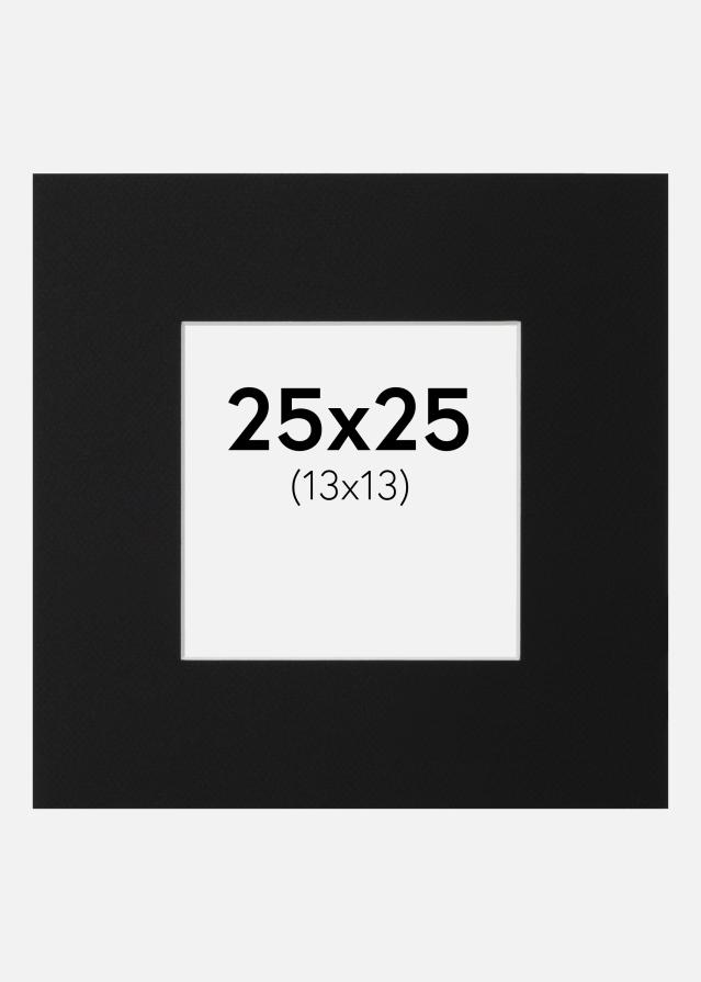 Passepartout Svart Standard (Vit Kärna) 25x25 cm (13x13)