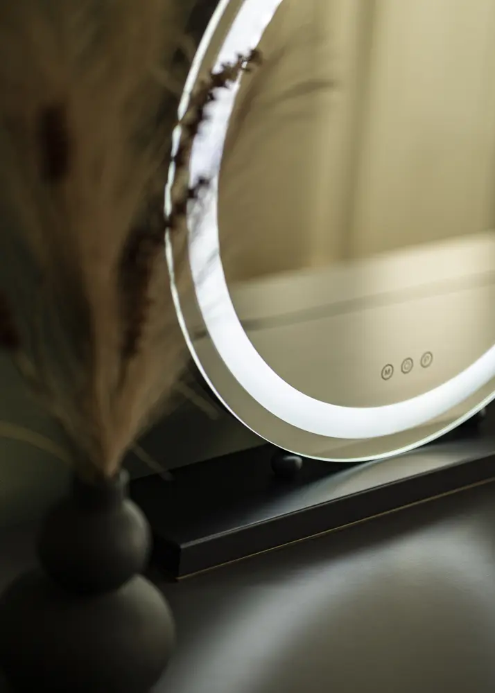 KAILA Sminkspegel Round LED Svart 50 cm Ø