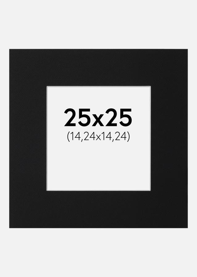 Passepartout Svart Standard (Vit Kärna) 25x25 cm (14,24x14,24)
